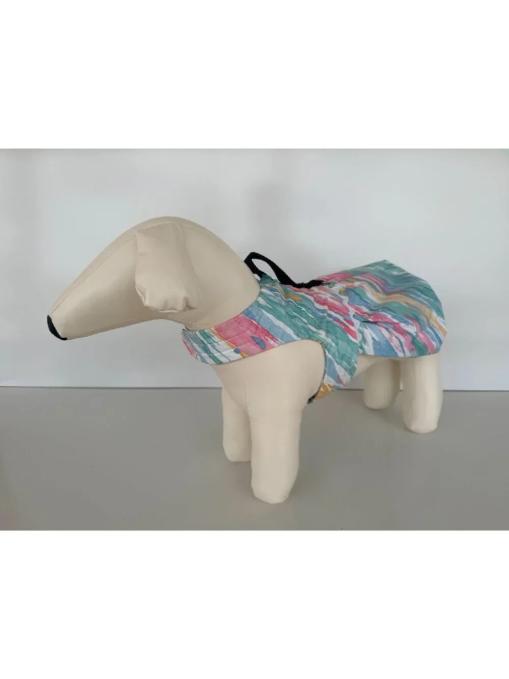 Handmade Small Dog Adjustable Dress Outfit w Harness Pastel Striped Waterproof